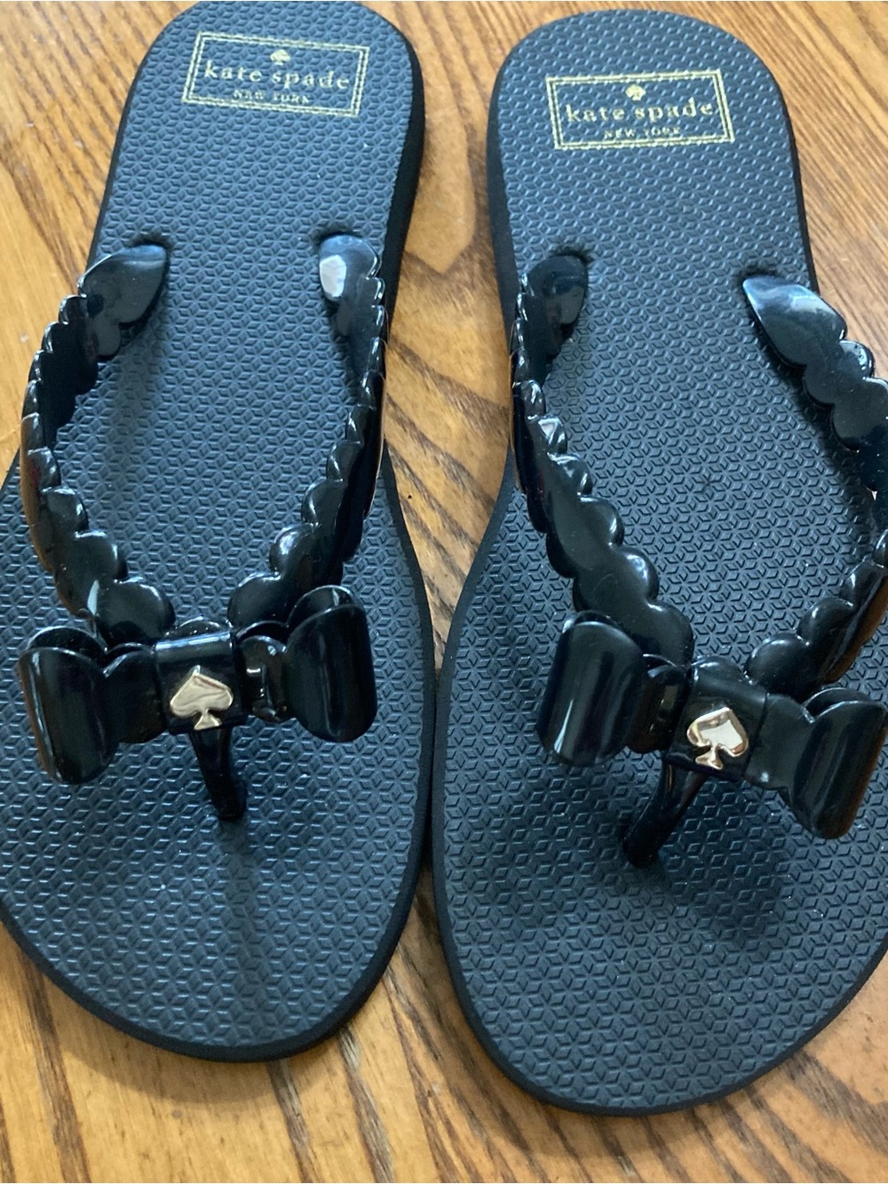 kate spade black glossy bow jelly sandals
